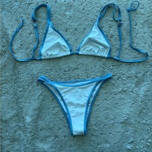 Blue and White Bikini Set
